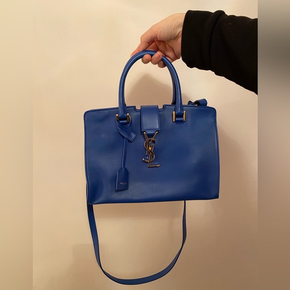 Saint Laurent Small Monogram Cabas Tote Blue - Picture 7 of 11